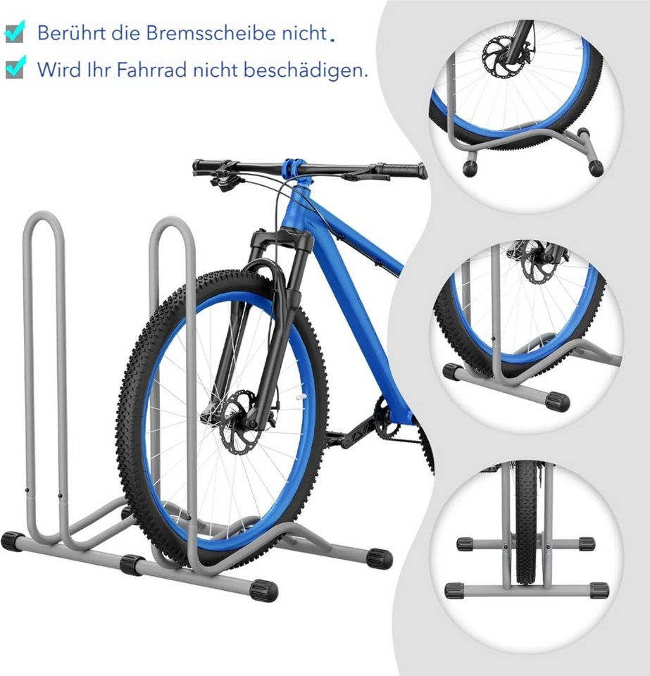 TLGREEN Fahrradständer Boden,Abnehmbar Bodenständer Fahrräder, (3-St., Reifenbreite bis 80 mm, Freistehend Fahrradhalter), Radständer für Mountainbike Rennrad MTB,Stabil,Schwarz Bild 3