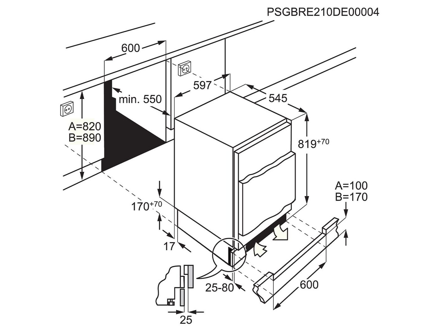 AEG Kühlschrank 933035513, 0.0 cm hoch
