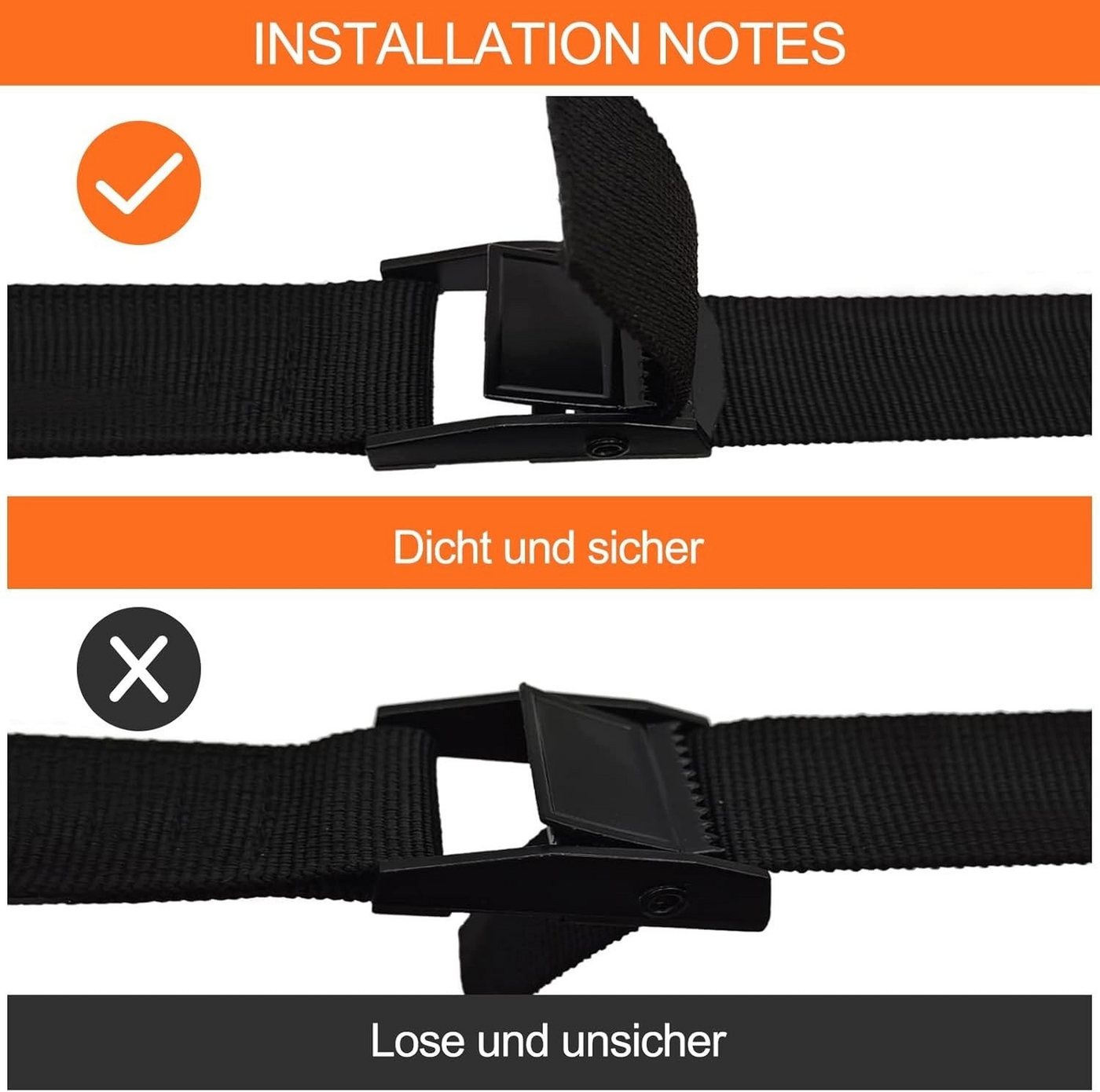 Zengi Spanngurt Kurze Spanngurte 2er-Set aus 40 cm Nylon mit Zink-Schnappverschluss (Set, 2-St., für Fahrrad und Motorrad) Kratzschonend, witterungsbeständig und für sichere Transporte geeignet Bild 5