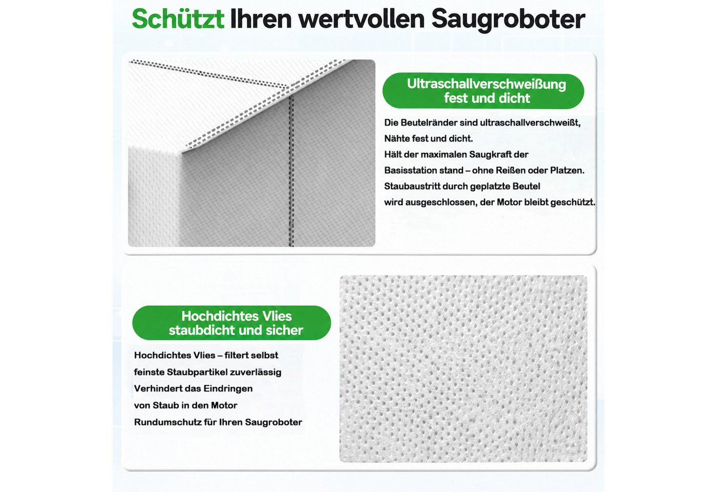 WOWDSGN Staubsaugerbeutel 12er Pack Aktivkohle Staubbeutel für Roborock Qrevo & Saros Serie, passend für Roborock, 3,2L große Kapazität, Staubsauger Absaugstation Ersatzbeutel Zubehör Bild 2