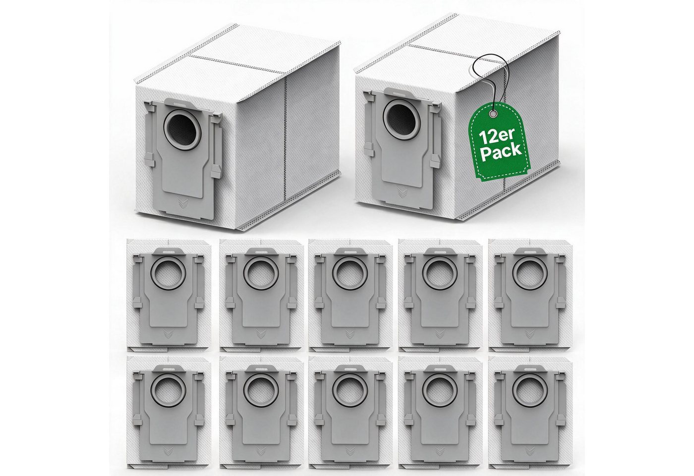 WOWDSGN Staubsaugerbeutel 12er Pack Aktivkohle Staubbeutel für Roborock Qrevo & Saros Serie, passend für Roborock, 3,2L große Kapazität, Staubsauger Absaugstation Ersatzbeutel Zubehör Bild 4