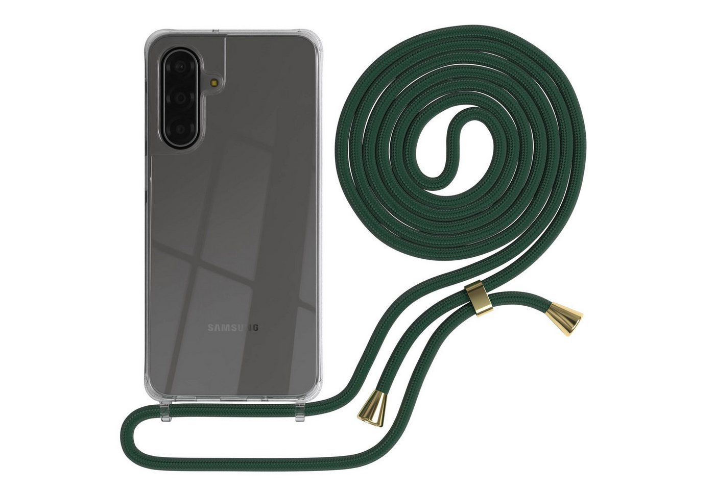 EAZY CASE Handykette Hülle mit Band für Samsung Galaxy A17 6,7 Zoll, Handykette zum Umhängen Hülle mit Kordel Rundes Band Grün Camouflage Bild 4