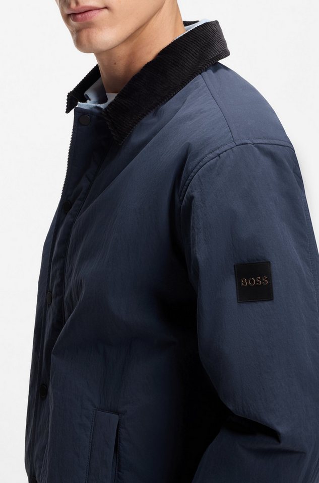 BOSS ORANGE Outdoorhemd Leldon-zip Oversize Fit, kontrastfarbiger Kragen, wattiert Bild 2