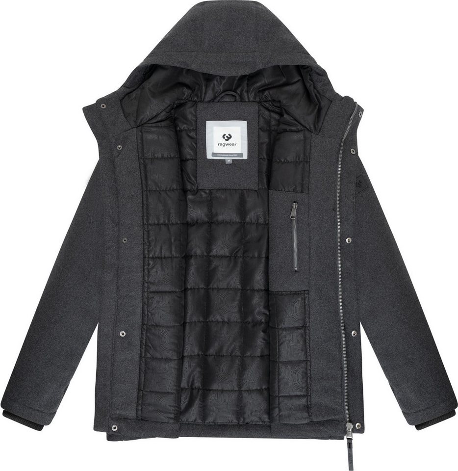 Ragwear Outdoorjacke Mr Them Felt YOUMODO Warmer Herren Wollmantel mit großen Pattentaschen