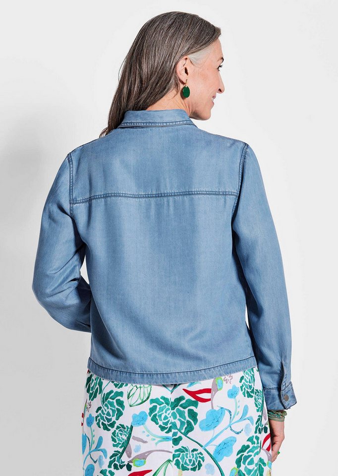 GOLDNER Outdoorjacke Denim-Jacke in Blau mit aufgesetzten Taschen Langarm leichte Jacke in Denim-Look mit Druckknöpfen Bild 2