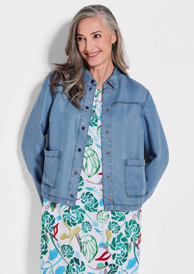 GOLDNER Outdoorjacke Denim-Jacke in Blau mit aufgesetzten Taschen Langarm leichte Jacke in Denim-Look mit Druckknöpfen Bild 3