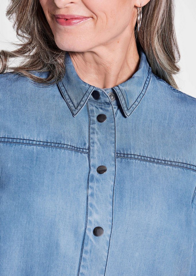 GOLDNER Outdoorjacke Denim-Jacke in Blau mit aufgesetzten Taschen Langarm leichte Jacke in Denim-Look mit Druckknöpfen Bild 5