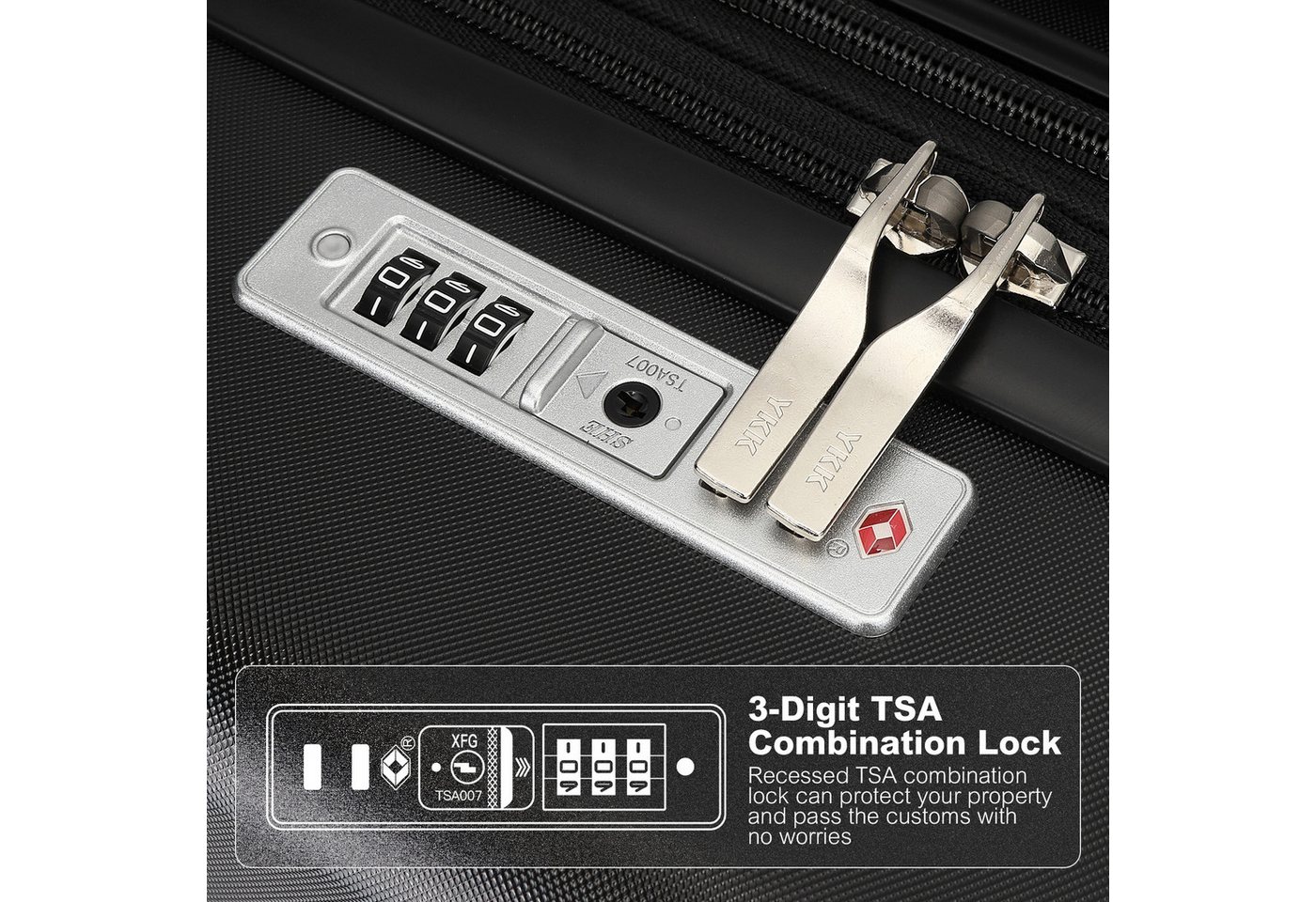 KONO Handgepäckkoffer Leichter Hartschalen-Trolley mit TSA-Schloss & 4 Spinnrollen Bild 2