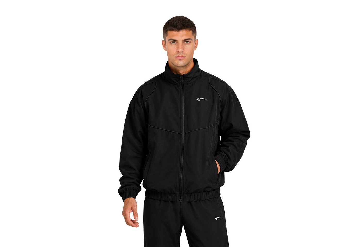 Smilodox Trainingsjacke Kyson, Sportjacke Herren, Oversize Sportjacke, Trackjacke, Gym Baggy, Kontrastpaspeln, Stehkragen, Zip, Taschen Bild 2