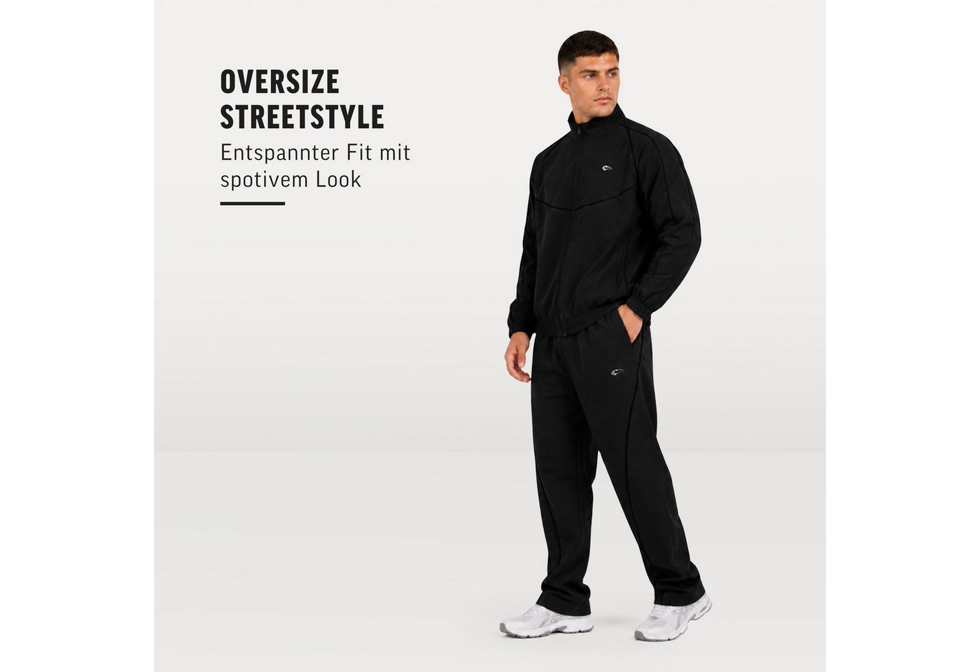 Smilodox Trainingsjacke Kyson, Sportjacke Herren, Oversize Sportjacke, Trackjacke, Gym Baggy, Kontrastpaspeln, Stehkragen, Zip, Taschen Bild 3