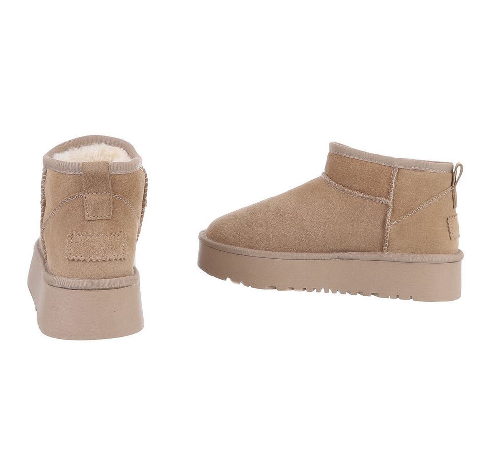Ital-Design Stilvolle Damen-Lederschuhe für Freizeit und Alltag Snowboots (88519334) Flach Stiefeletten in Hellbraun