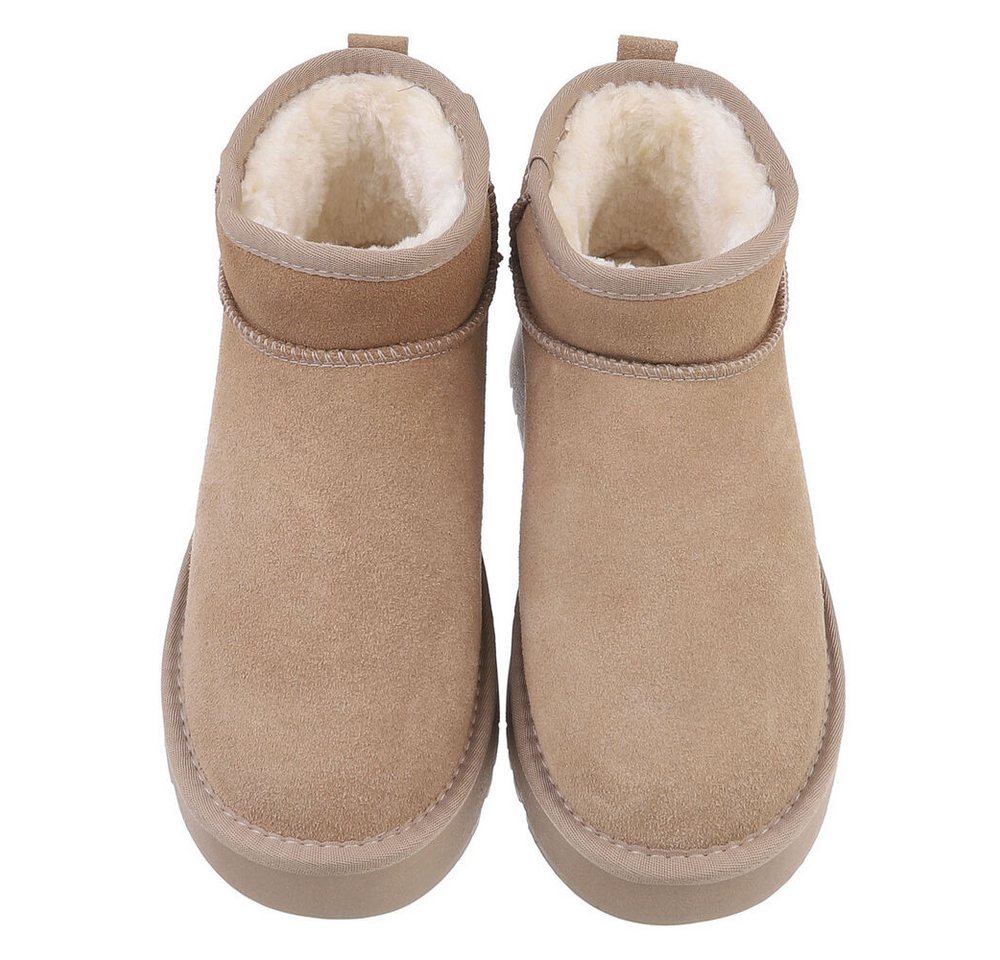 Ital-Design Stilvolle Damen-Lederschuhe für Freizeit und Alltag Snowboots (88519334) Flach Stiefeletten in Hellbraun Bild 3