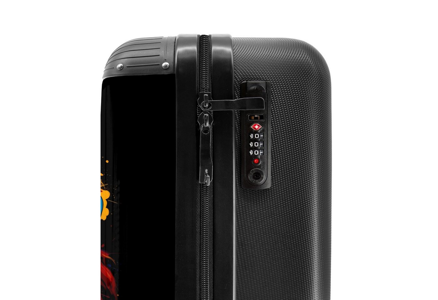 NoBoringSuitcases.com© Hartschalen-Trolley Bunter Löwe im Graffiti-Stil 55x35x20cm, Reisetasche mit Rollen, Koffer Handgepäck Flugzeug