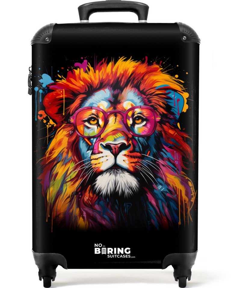 NoBoringSuitcases.com© Hartschalen-Trolley Bunter Löwe im Graffiti-Stil 55x35x20cm, Reisetasche mit Rollen, Koffer Handgepäck Flugzeug Bild 3