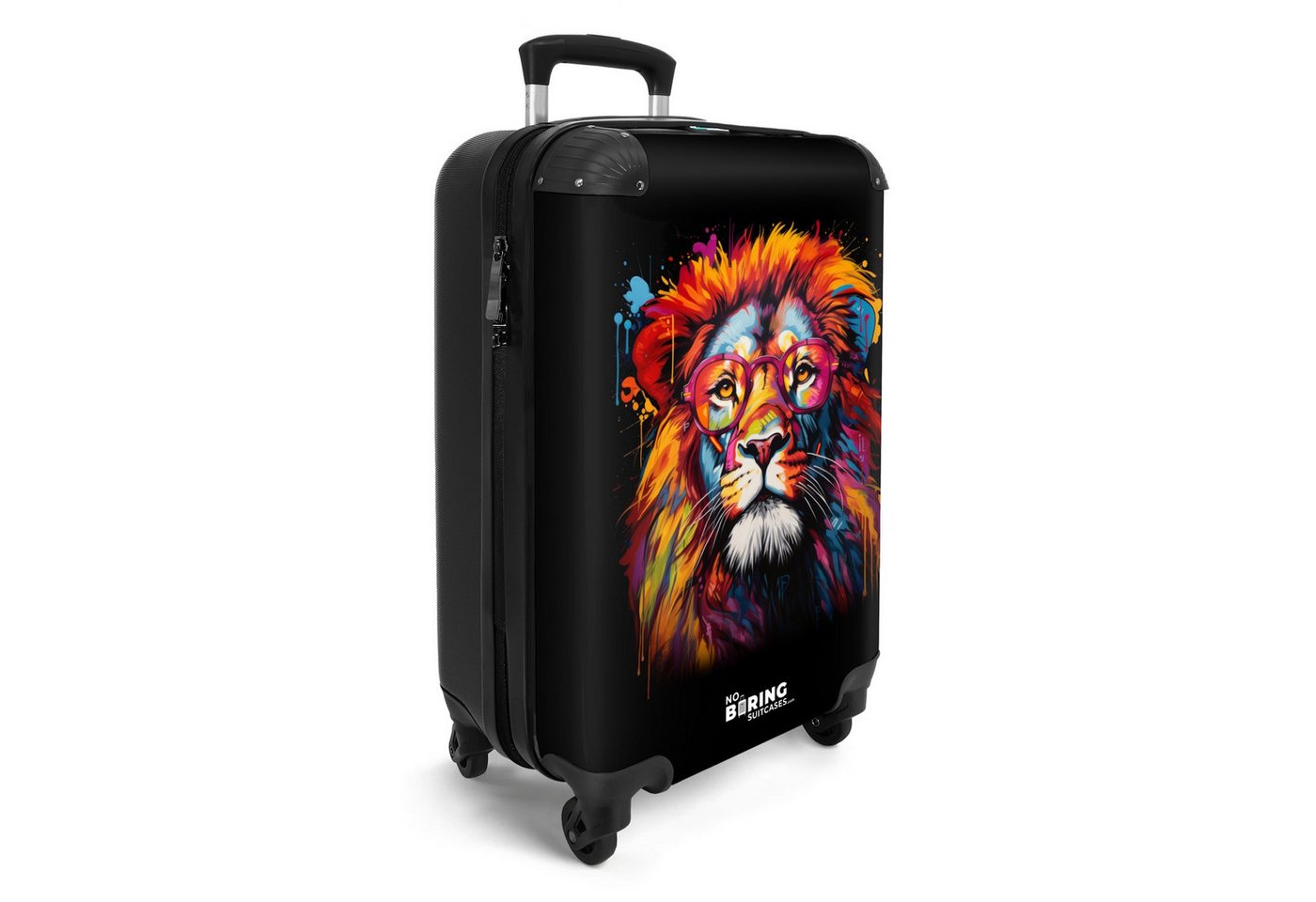 NoBoringSuitcases.com© Hartschalen-Trolley Bunter Löwe im Graffiti-Stil 55x35x20cm, Reisetasche mit Rollen, Koffer Handgepäck Flugzeug Bild 5