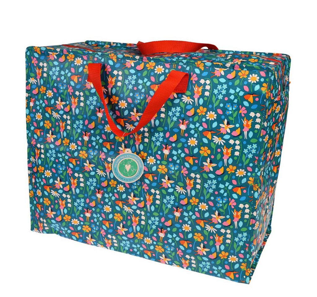 LS-LebenStil Aufbewahrungstasche XXL Jumbo Bag Fairies Garden 55cm Recycelt Nachhaltig Einkaufstasche (Unterbettkommode Organizer Aufbewahrungsbox, 1-tlg., Einkaufstasche mit Reißverschluss Shopper Riesentasche Tragetasche), Aufbewahrung von Bettwäsche Kleidung Wäsche Spielzeug - Rechteckig Bild 2