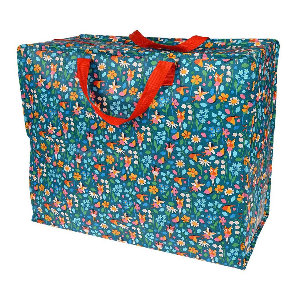 LS-LebenStil Aufbewahrungstasche XXL Jumbo Bag Fairies Garden 55cm Recycelt Nachhaltig Einkaufstasche (Unterbettkommode Organizer Aufbewahrungsbox, 1-tlg., Einkaufstasche mit Reißverschluss Shopper Riesentasche Tragetasche), Aufbewahrung von Bettwäsche Kleidung Wäsche Spielzeug - Rechteckig Bild 3