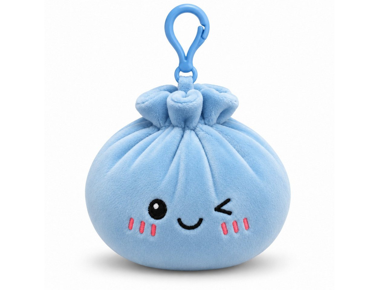 Bert Struis Gepäckanhänger Kawaii Dumpling Bagclip Taschenanhänger Schlüsselanhänger 12cm blau (Set, 1-St., Geschenk-Set) Plüschanhänger mit niedlichem Kawaii-Gesicht Fluffige Polyesterfüllung Bild 3