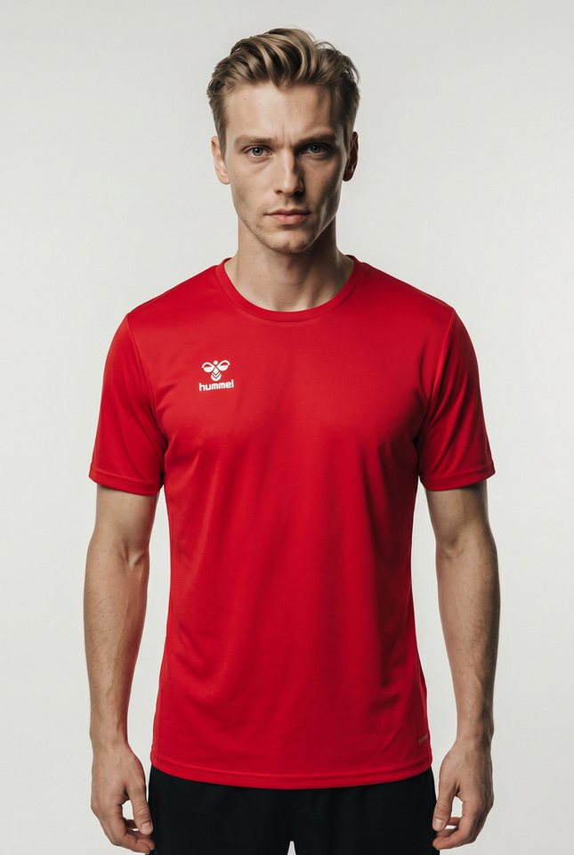hummel T-Shirt hmlESSENTIAL (100% rec. Polyester) Kurzarm rot Herren
