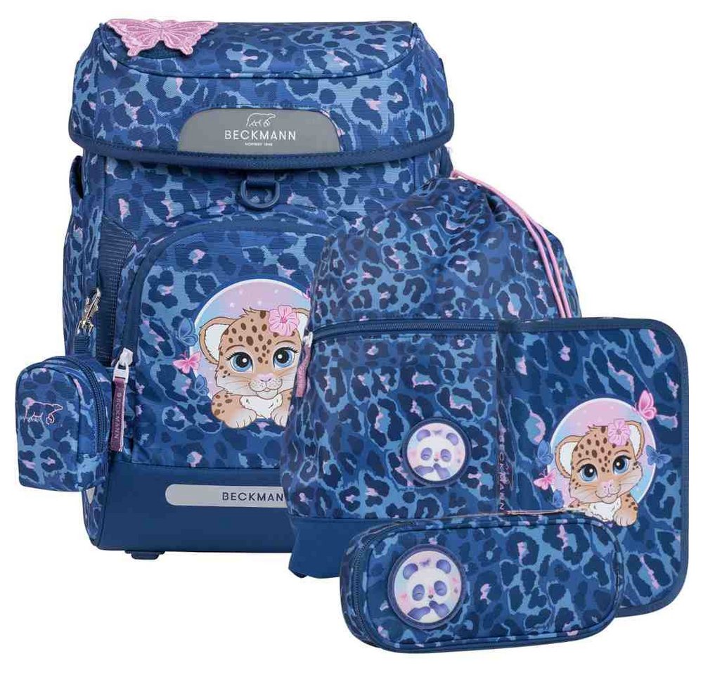 Beckmann Norway Schulrucksack Beckmann Schulranzen Plus Air Set 6tlg. Cheeta blau Gepard Schulrucksa