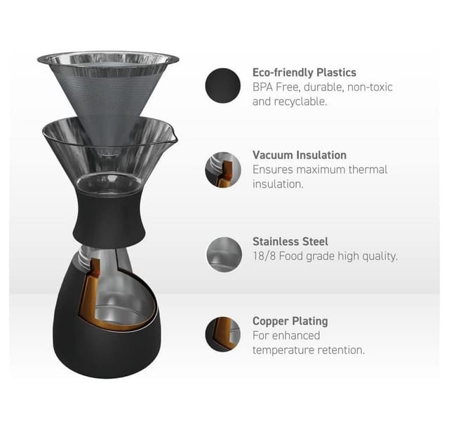Asobu - Ad-N-Art Pour Over Filterkaffeebereiter Silber Schwarz (Pourover silver/black)