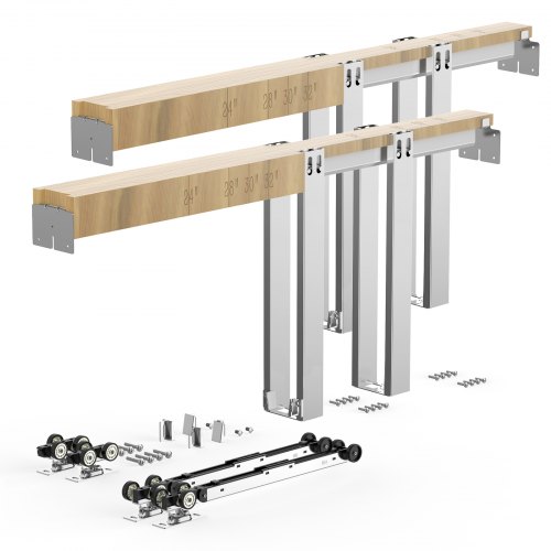 VEVOR Taschentürrahmen-Set 1828,8 mm Schiebetürbeschlag Schiebetürsystem, für Haustüren, Zwei-Wege-Soft-Close-Mechanismus, Leichtgängiges Gleiten, Platzsparend, Verdeckte Montage, Verstellbare Breite