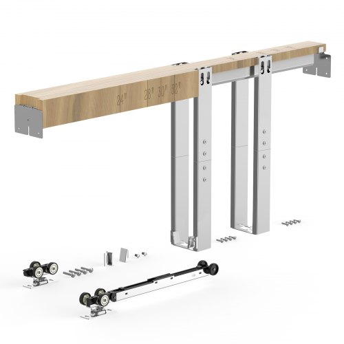 VEVOR Taschentürrahmen-Set 914,4 mm Schiebetürbeschläge mit Stahlbolzen, für Haustüren, Zwei-Wege-Soft-Close-Mechanismus, Leichtgängiges Gleiten, Platzsparend, Verdeckte Montage, Verstellbare Breite