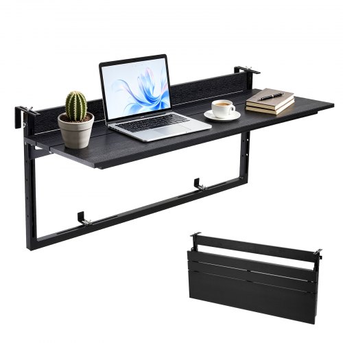 VEVOR Balkonhängetisch 1015x380 mm Klapptisch 27 kg Hängetisch Balkontisch, für Terrasse Garten Balkon, Passend für Geländer mit 0–90 mm Durchmesser, Höhenverstellbar, Holz-Kunststoff-Verbundmaterial