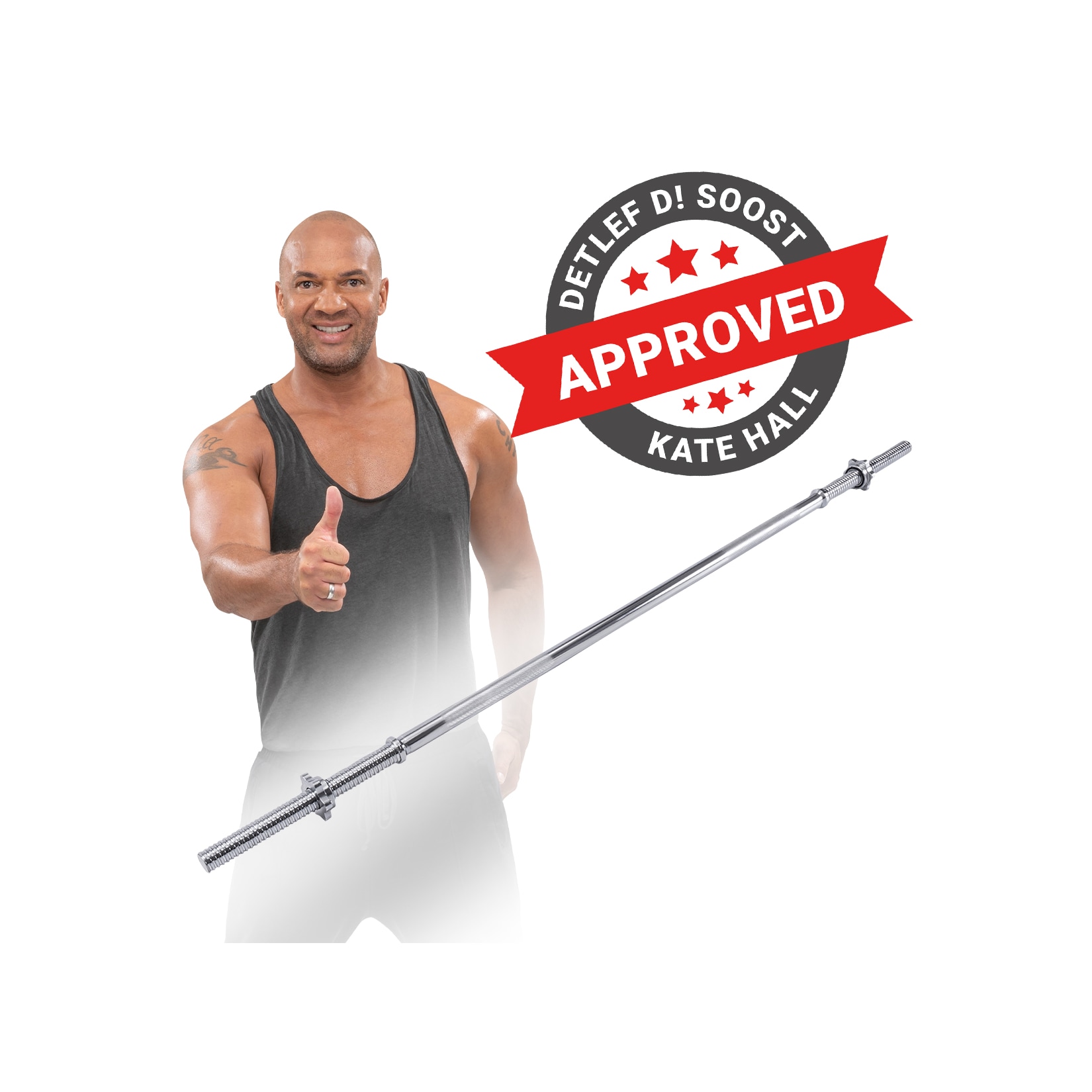 Miweba Sports Langhantelstange LH300, Sternverschluss, 150 cm, Ø30mm, bis 230 kg, Stahl-Hantelstange
