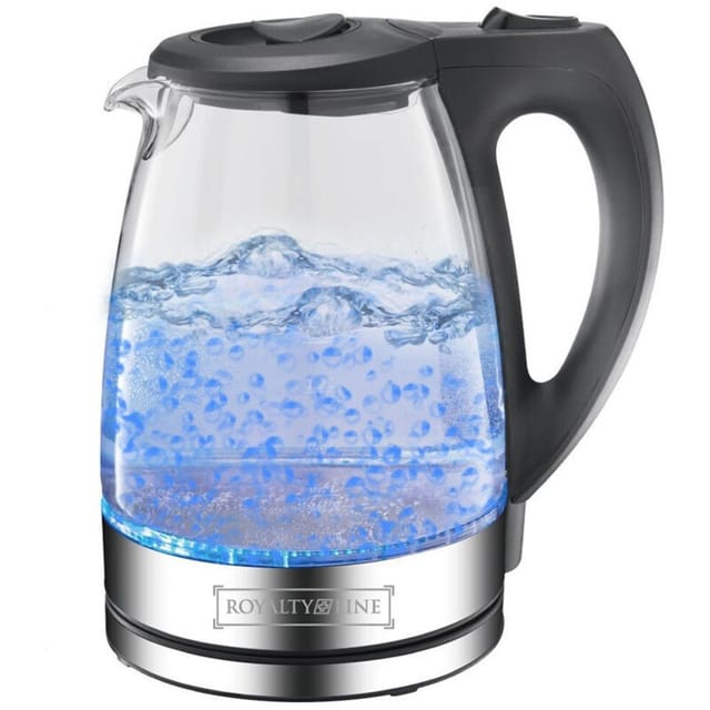 Trade Shop Traesio - Trade Shop - Elektrischer Wasserkocher aus Glas, 1,7 l, 2200 w, kabellos, Warmwasser mit blauem LED-Licht -