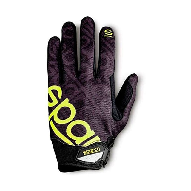 Sparco 002093 Verstellbare Arbeitshandschuhe, verstärktes Handgelenk, Polizei-Index, Schwarz/Gelb, XL