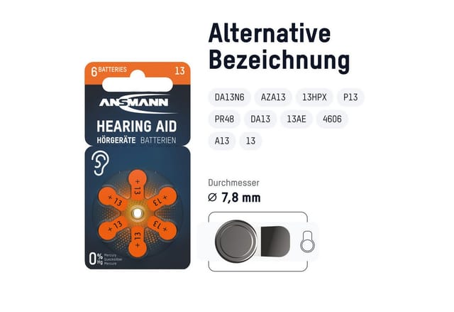 Hörgerätebatterien Typ 13 orange, 120 Stück - Ansmann