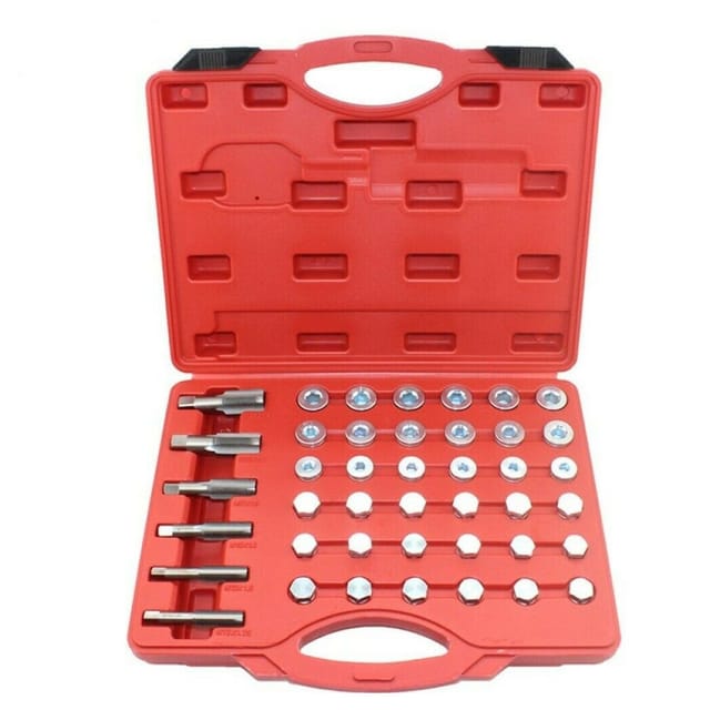 Trade Shop Traesio - Trade Shop - 114-teiliges Reparaturset für Ölwannendeckelgewinde mit Kappen und Unterlegscheiben A.07200 -