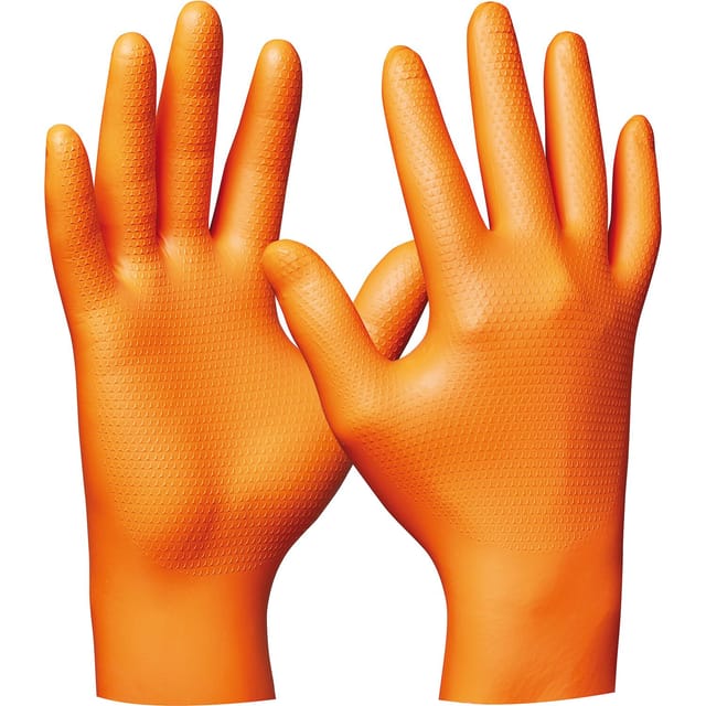 Einweghandschuhe Orange Nitrilhandschuh Ultra Grip Größe xxl - 50 Stück - Gebol