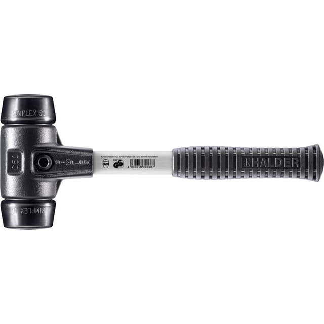 SIMPLEX-Schonhammer, Gummikomposition mit verstärktem Tempergussgehäuse und Fiberglasstiel D=50 mm 3702.050