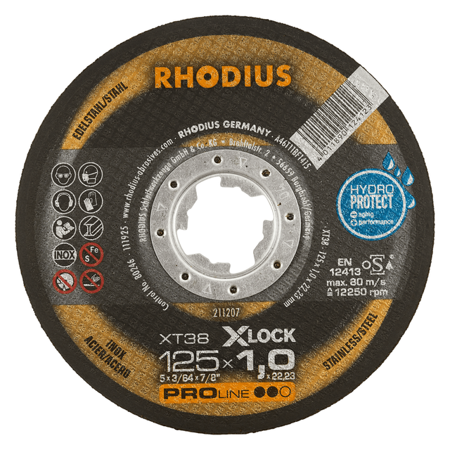 RHODIUS XT38 X-LOCK, 25 Stück, 125 x 1,0 mm, X-LOCK Trennscheibe