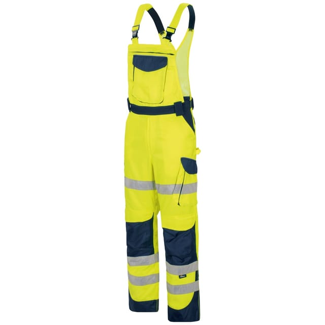 Vizwell - Herren Warnschutz-Kontrast-Latzhose VWTC115 Gr. 66 gelb/marine
