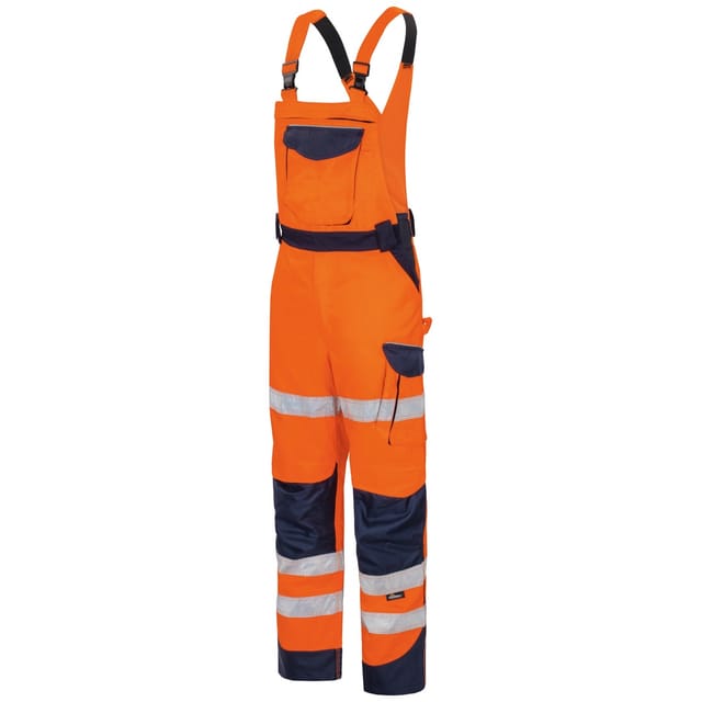 Vizwell - Herren Warnschutz-Kontrast-Latzhose VWTC115 Gr. 102 orange/marine