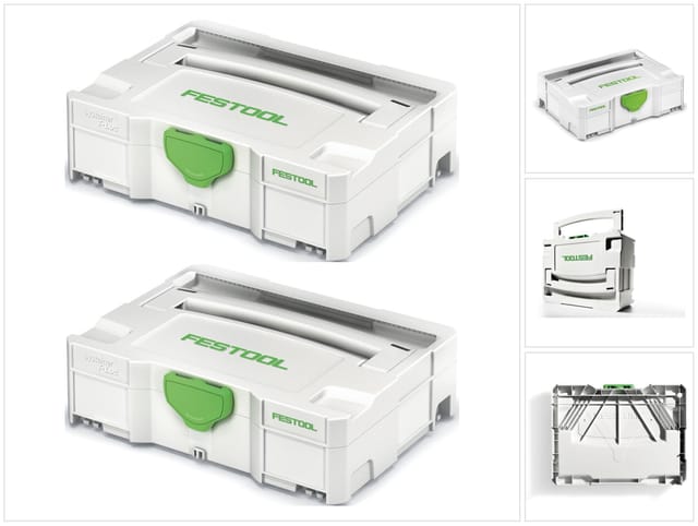 Festool 2 x Systainer T-LOC SYS 1 TL Werkzeug Koffer lichtgrau koppelbar ( 497563 )