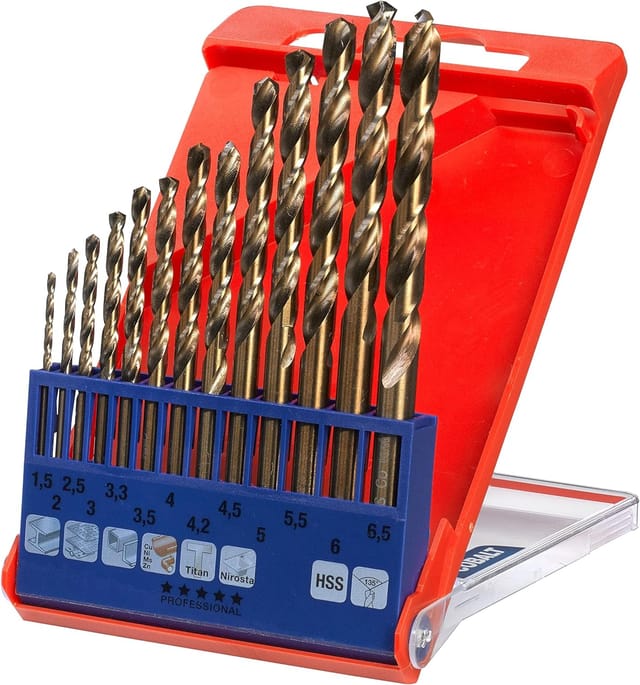 Hss-tin Titan Metallbohrer-Satz 'Bohrer-Set, 13-teilig, ø 1,5 bis 6,5 mm (Steigung 0,5 mm) sowie 3,3 und 4,2 mm - KWB