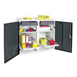 Werkzeug- und Materialschrank 3000, ral 7035/7016, 2 Schubladen, 4 Wannen - Stumpf