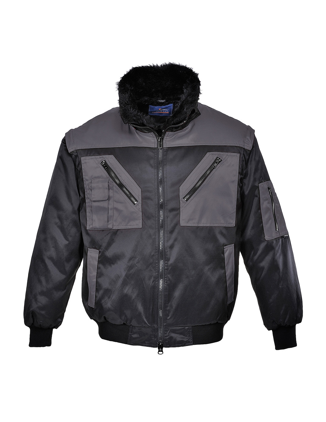 Bicolor Pilotjacke Schwarz/grau L