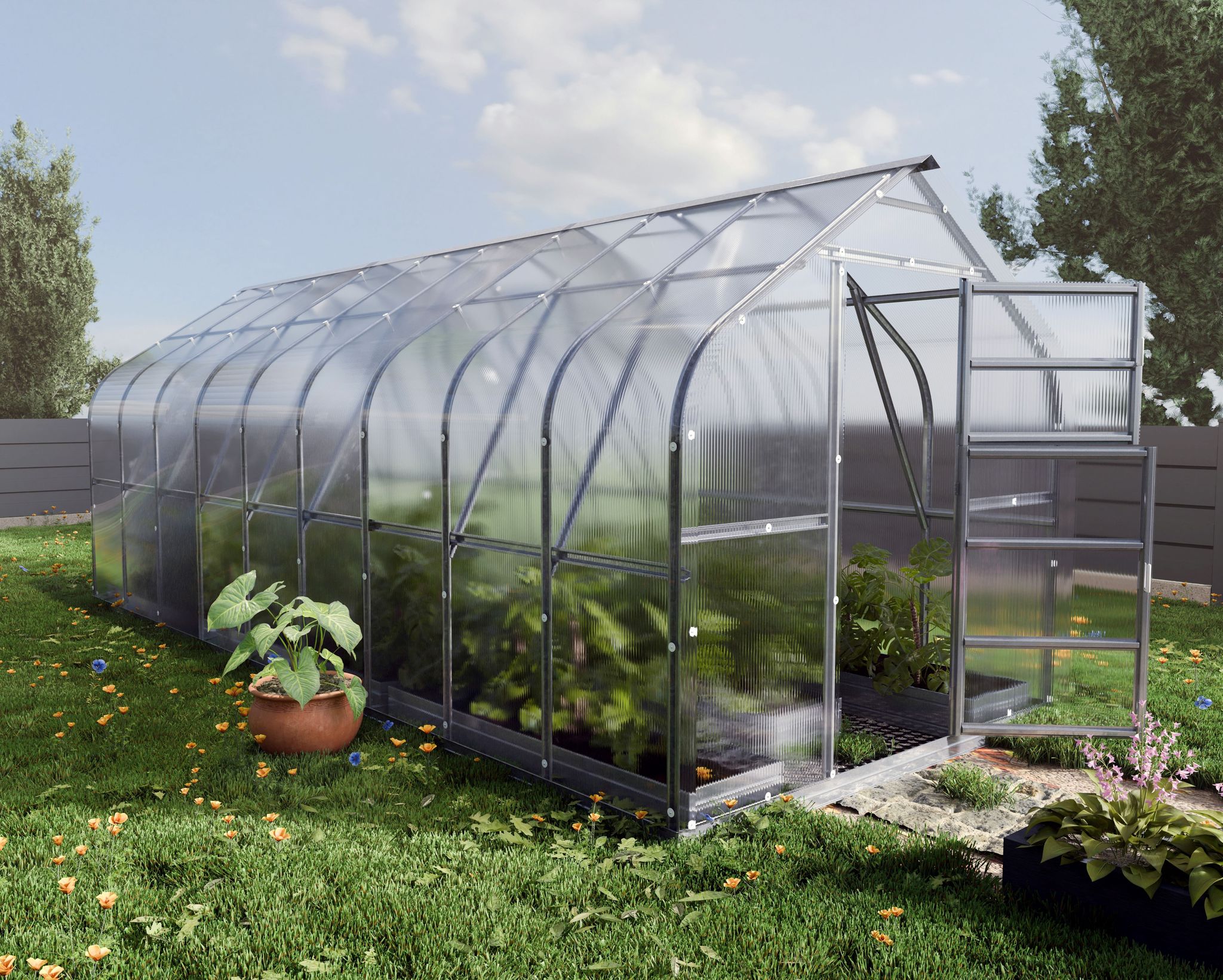 Polycarbonat-gewächshaus Klasika Standart Premium 2,5x6m 15m²