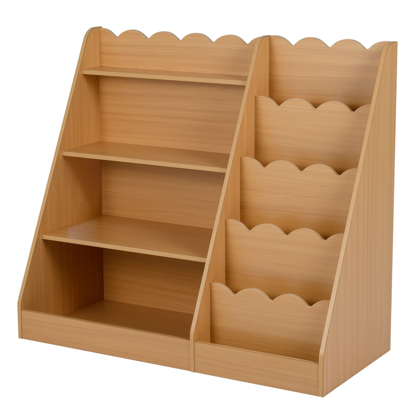 Kinderbücherregal Mit 4 Ablagen Und Verstecktem Stauraum, Holz