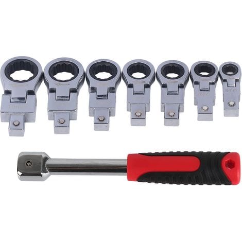 Broleo Verstellbarer Ratschenschlüssel, Flexibler Kopf, 15 Cm Griff, Legierter Stahl Für Reparaturen.