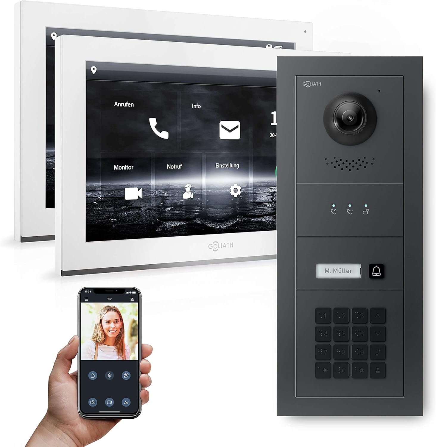 Goliath Hybrid Ip Video Türsprechanlage Anthrazit 1-fam 2x 10" Hd Keypad 180° Kamera