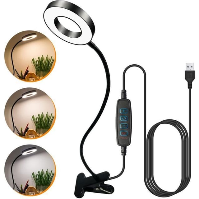 Schreibtischlampe, Klemm-leselampe, 3 Farbmodi, 10 Helligkeitsstufen, Usb-ladeanschluss, 48 Leds, Augenschutz, 360°-drehung, Flexibler Schwanenhals Für Den Schreibtisch