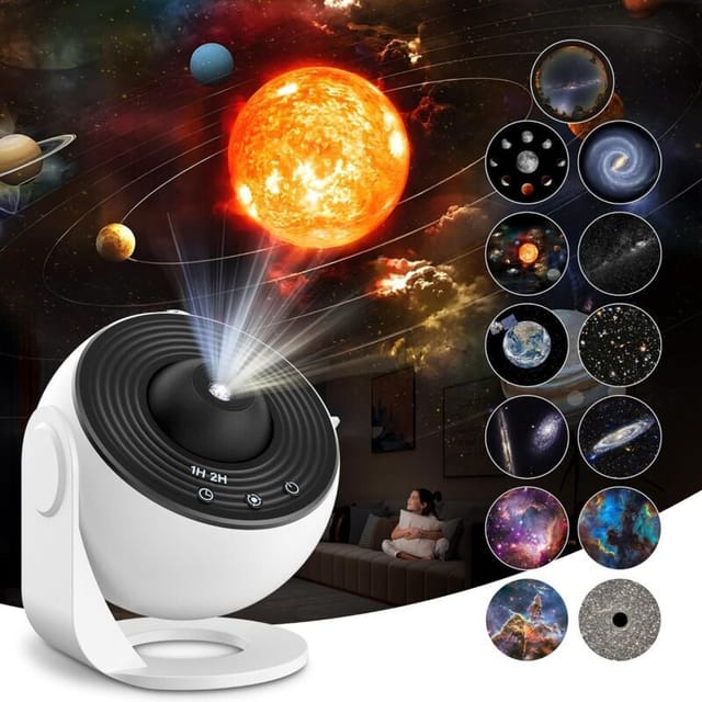 Sternenprojektor, Led-galaxieprojektor Mit 13 Filmscheiben, Sternenhimmel-nachtlicht Für Kinder Und Erwachsene, Decke, Schlafzimmer, Wohnzimmer (schwarz-weiß) [energieklasse E]