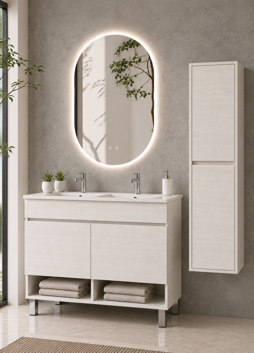 Badmöbel Mit Füßen Mit Waschbecken Extra Flach Origenbath Nebari Mit Füßen Und Türen Ohne Spiegel 120x45 Cm Doppelwaschbecken Weiß Mit Säule