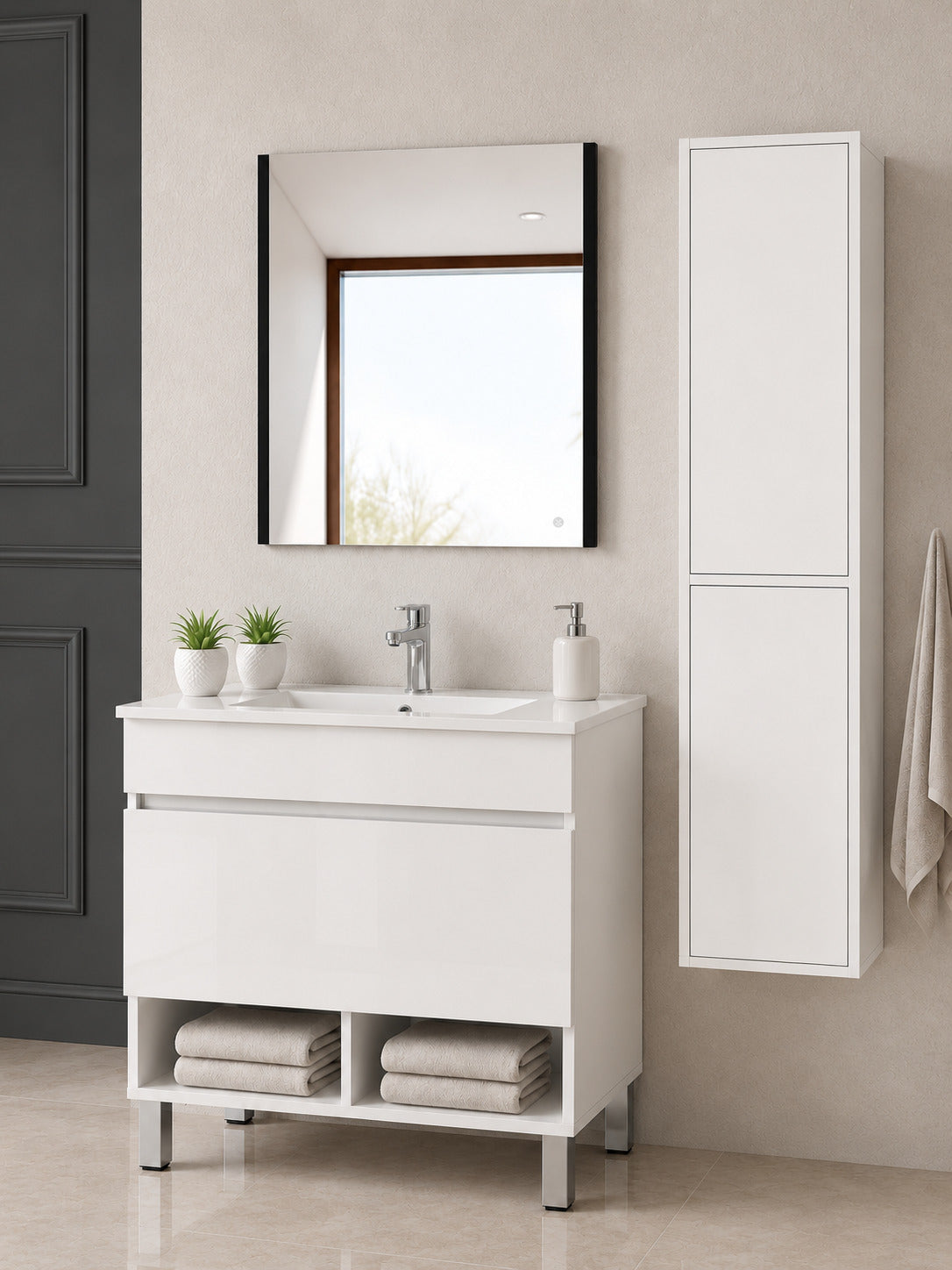 Badmöbel Mit Füßen Mit Waschbecken Extra Flach Origenbath Nebari Mit Füßen Und Schublade Ohne Spiegel 90x40 Cm Weiß Mit Säule